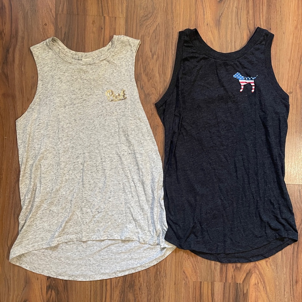 2 Victoria Secret Sequence Tank Tops PINK Dog Size XS